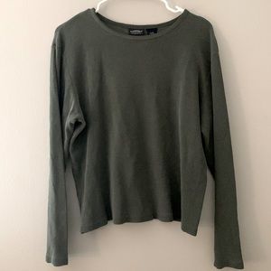 Dark green waffle knit long sleeve